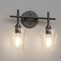 Ralbay Vintage Black Bathroom Light Fixtures 2-Lights Industrial Matte Black Finish with Clear Glass Black Vanity Lights Farmhouse Bathroom Vanity Lights Wall Sconce