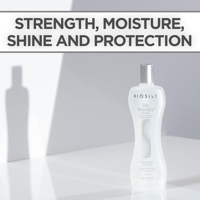 BioSilk Silk Therapy Original, Reconstructing Leave-In Hair Treatment, Adds Shine, Smooths & Prevents Split Ends, Sulfate-Free, Paraben-Free, Cruelty-Free, 12 Oz | Adding Shine, Sulfate Free, Paraben Free, Cruelty Free, 12 Oz