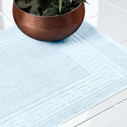 Superior Heavyweight Cotton Bath Mats, Bath Rugs For Bathroom Accessories, Washable Rug For Shower, Toilet, Modern Decor, No Backing, Luxury Hotel And Spa Quality, Set of 2, 22" x 35", Light Blue - Image 4