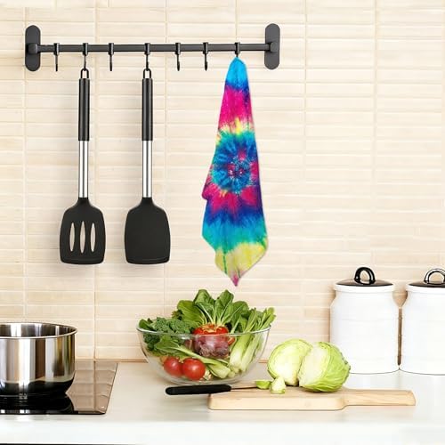 Face Towels Rainbow Tie Dye Hand Towels Wash Cloths Soft Washcloths Bath Cloths Highly Absorbent Fast Drying Machine Washable for Bathroom Kitchen Spa Gym Hotel Travel 12x11 Inch Pack of 6 - Image 7