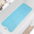 TEESHLY Bath Tub and Shower Mats, Non Slip 40 x 16 Inch Extra Large Bathtub Mat, Machine Washable Bathmat with Drain Holes, Suction Cups for Bathroom Floor, Clear Blue by TEESHLY