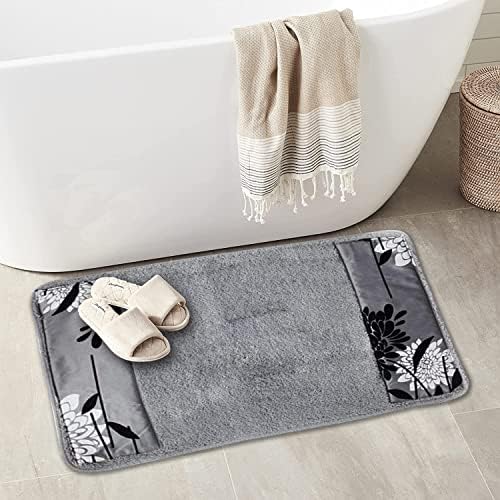 Zahari Home Erica Bathroom Rug Luxury Bath Rug Washable Beautiful Shower Mat Unique Design Stylish Non Slip Shower Mat Grey Rug Bath Shower Tub Decor - Image 2