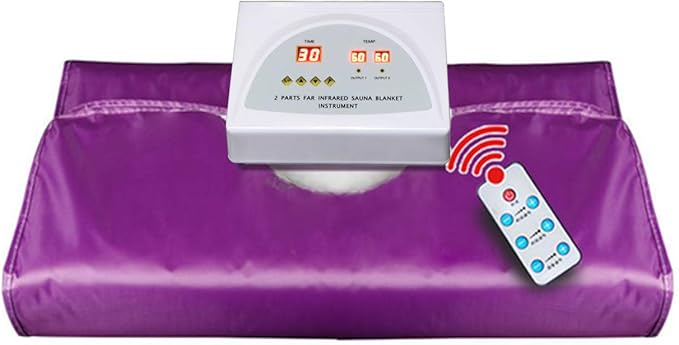 Elitzia Portable Far Infrared Sauna Blanket for Home Dual-Zone Heating Remote Control 95-176°F Adjustable Waterproof & Easy Clean Oxford Fabric Overheat Protection 70.9"x31.5" Purple