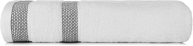 CASA COPENHAGEN Solitaire 6Pcs 100% Egyptian Cotton Large Designer Towels Gift Set- Pine Grey - White, 600GSM, 2Bath 2Hand 2Washcloths, Bath Towels for Bathroom Set for Women & Men