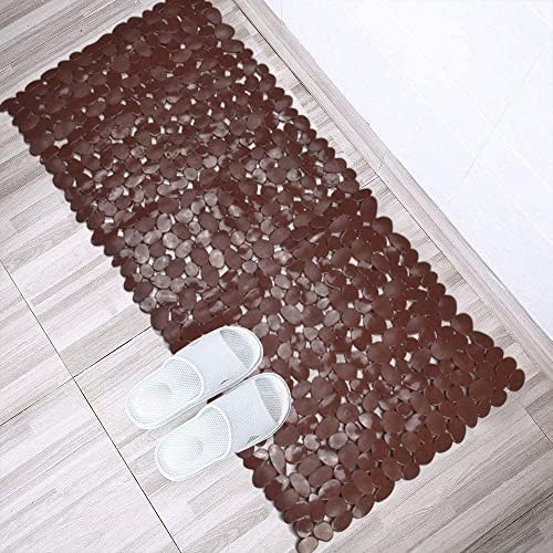 Pebble Shower Mat for Bathtub Non Slip Mat 35"X16" with Suction Cups,Brown - Image 6