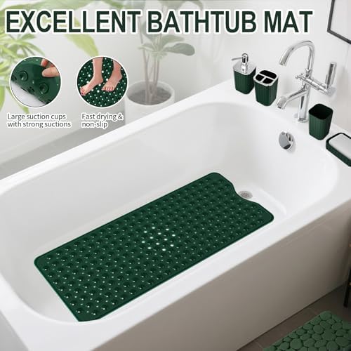 XLHOMO 26PC Bathroom Accessories Set - Gorgeous Green Bathroom Set, Bathroom Accessory Set, Shower Curtain Set with Bathtub Mats for Shower Tub, Trash Can & Soap Dispenser - Image 2