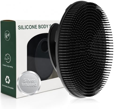INNERNEED Food-Grade Soft Silicone Body Scrubber Brush, Silver Zinc Infused by INNERNEED