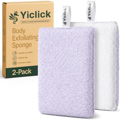 Exfoliating Body Scrubber (2 Pack), Body Scrubber Exfoliator, Exfoliating Sponge for Shower Bath, Shower Loofah Luffa Lufa with Handle for Men Women, Dead Skin Exfoliator for Body Scrub by YiclickCreateBeautyforLife