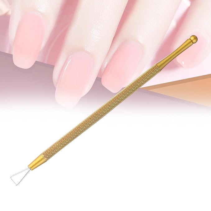 Beavorty Stainless Steel Nail Spatula and Triangle Cuticle Pusher Set 5.12 Inch Manicure Tool for Gel Nail Polish Peeling and Cuticle Trimming
