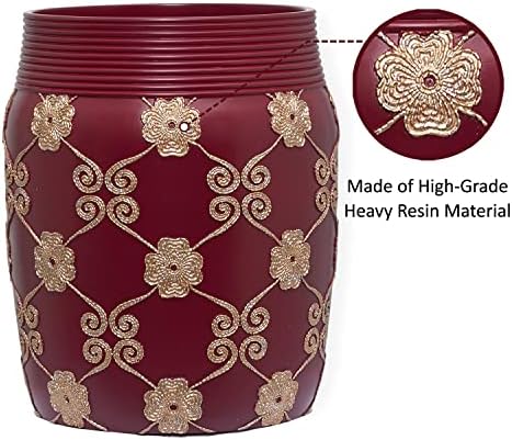 Zahari Home 2pc Elegant Rose Luxury Bathroom Accessories Set Modern Shower Basket & Tissue Box Classic Luxury Contemporary Decor Beautiful Unique Design Stylish Bathroom Accessories Set - Image 4