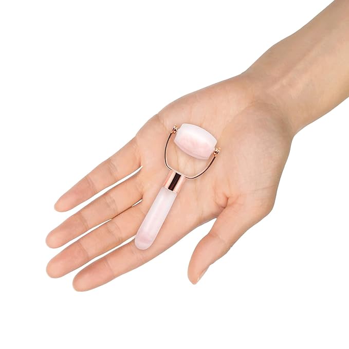 Jenny Patinkin Luxury Face Roller for Women Petite, Jade Roller for Face, Face Sculpting Tool for Radiant Skin, Facial Roller for Skincare & Relaxation Rose Quartz Gemstones, Puffiness Relief
