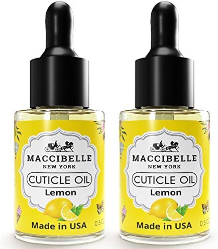Cuticle Oil Heals Dry Cracked Cuticles 0.5 oz 2 Bottles (Lemon) by Maccibelle