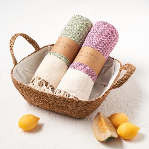 BAY LAUREL Turkish Hand Towel – Pack of 2 | Soft & Absorbent Decorative Towels for Bathroom, Hand, Face, Hair, Gym, Yoga, SPA, Kitchen & Tea | Boho Decor (Fuchsia, Diamond 16x40 Inches (Set of 2) - Image 3