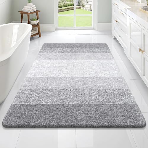 OLANLY Large Bathroom Rugs Mat 70x46, Extra Soft Absorbent Microfiber Bath Rugs, Rubber Backing, Quick Dry, Washable Bath Mats for Bathroom Floor, Tub and Shower, Home Decor Accessories, Light Grey by OLANLY