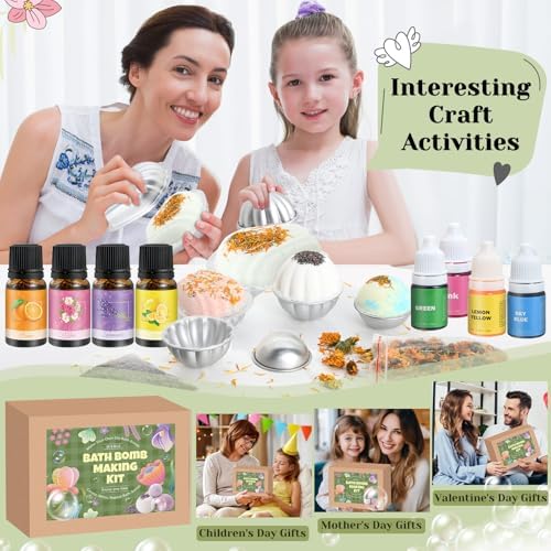 JUYRLE Bath Bomb Making Kit- 23Pcs DIY Bath Bombs for Women, Make Your Own SPA Products, Soap Making Kit with Stainless Steel Molds, Bath Foam, Bath & Bathing Shower Accessories Gifts for Girls Women - Image 6
