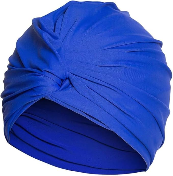 Pleated Fabric Swimming Cap Women Ladies Long Hair Swim Cap Ear Protecting Bathing Cap Elastic Polyester Turban Swim Hat Shower Cap for Beach Spa Non Waterproof, Twisted Beanie Cap Sleep Hat