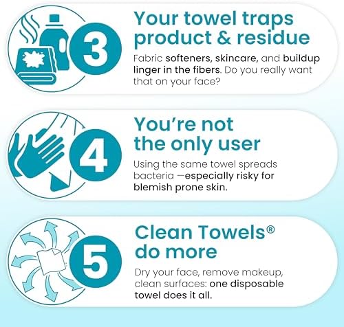 Clean Skin Club Blemish Control Clean Towels® XL, Compostable Face Towels, Eczema Association Accepted Disposable Face Towelette, Makeup Remover Dry Wipes, 2 Packs, 100 Ct Total - Image 5