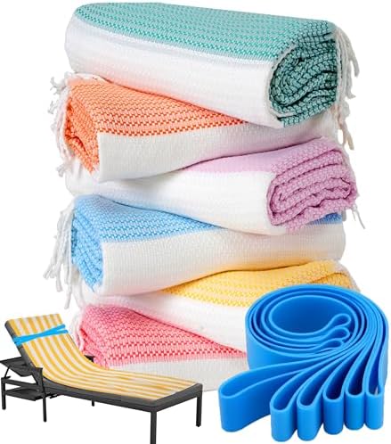 Genovega 6 Packs Turkish Beach Towel Pool Swim Towels Set Bulk Soft Extra Large Sand Free Quick Dry Thin Lightweight Travel Vacation Essentials Cruise Accessories Must Haves Sandless Oversized Dot by genovega