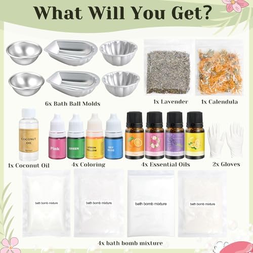 JUYRLE Bath Bomb Making Kit- 23Pcs DIY Bath Bombs for Women, Make Your Own SPA Products, Soap Making Kit with Stainless Steel Molds, Bath Foam, Bath & Bathing Shower Accessories Gifts for Girls Women - Image 2