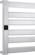 Towel Warmer, Heated Towel Rack with Built-in Timer and Temperature Control,Hard-Wired(Left-Wiring)/Plug-in Wall-Mounted Towel Rail, Aluminum, 18.8" W X 25.6" H, Silver