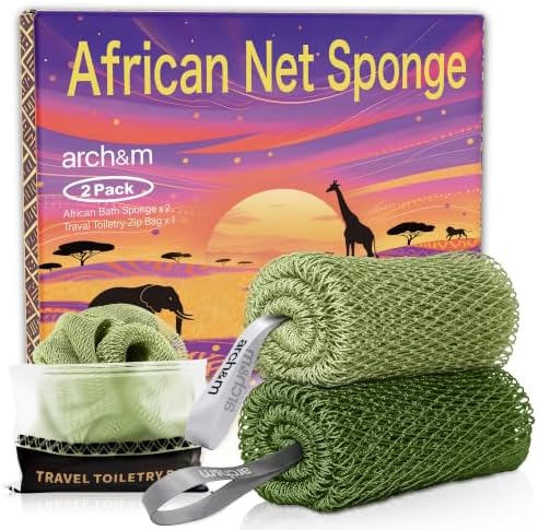 ARCH&M African Net Sponge Authentic with Knots, 2 Pack 53" Long by ARCHM