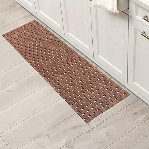 Bath Mat Bathroom Runner Long Large Rugs Floor Wood Shower Bathtub Waterproof Non Slip Accessories 16x48 Inch Easy to Clean, Walnut, 1 pc - Image 6