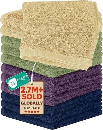 Utopia Towels 12 Pack Washcloths, 12x12 in, 100% Cotton, Variety by UTOPIATOWELS