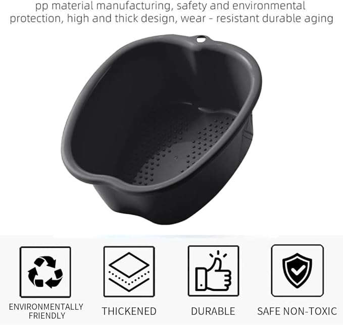 Foot Soaking Tub Sturdy Soaking Feet Bucket Large Size Foot Basin Thickened Massager Tub with Raised Massage Nodes Exfoliation Callus Pedicure Foots Spa Bath Bucket (Black)