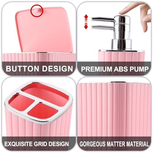 XLHOMO Bathroom Set - 10PC Gorgeous Pink Bathroom Accessories Set - Image 7