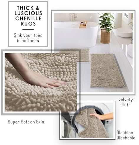 Clara Clark Beige Bathroom Set - Bathroom Sets with Shower Curtain and Rugs, 21PC Bathroom Accessory Set, Shower Curtain Set with Soap Dispenser & Toothbrush Holder - Image 5