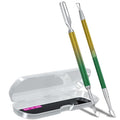 2PCS Metal Yellow-Green Gradient Cuticle Pusher and Cutter Remover Salon Quality Stainless Steel Gel Nail Polish Peeler Scraper Durable Manicure and Pedicure Cleaner Tool For Fingernail and Toenail