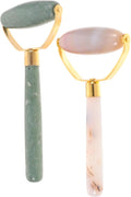 FRCOLOR Jade Rollers Massaging Body Roller 2-Pack Facial Massage Tool for Face Neck Eyes Skin Care 5.31X2.75X0.62In