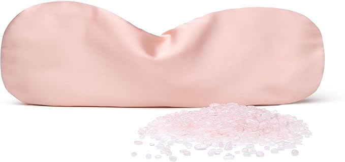 Weighted Eye Pillow for Relaxation, Sleeping, Yoga, SPA and Travelling, 100% Natural Rose Quartz,Cooling Eye Pillow, Reusable and Good Relaxation Gift for Women