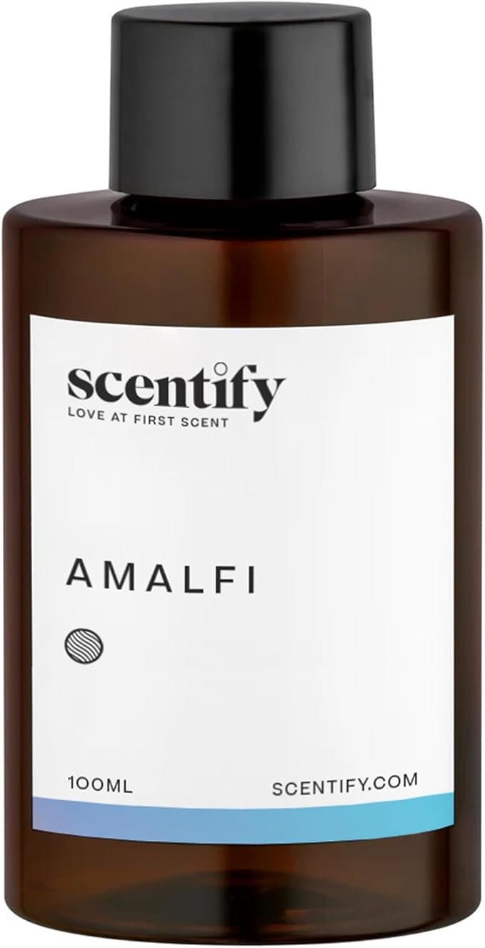 Scentify Amalfi Aroma Oil Refill Scent for Oil Diffusers - Lemon, Jasmine, Orchid, Amber, Musk Scents - Luxurious Relaxing Aromatherapy Diffuser Fragrance 100ml, 3.38 oz