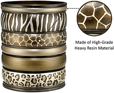 Zahari Home 2pc Safari Stripes Modern Bath Accessories Set Waste Basket & Tissue Box Modern Classic Contemporary Decorative Beautiful Designs Bathroom Decor Set for Home Luxury Bathroom Sets - Image 4