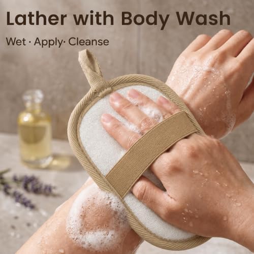 Exfoliating Body Scrubber (2 Pack), Body Scrubber Exfoliator, Exfoliating Sponge for Shower Bath, Shower Loofah Luffa Lufa with Handle for Men Women, Dead Skin Exfoliator for Body Scrub - Image 3
