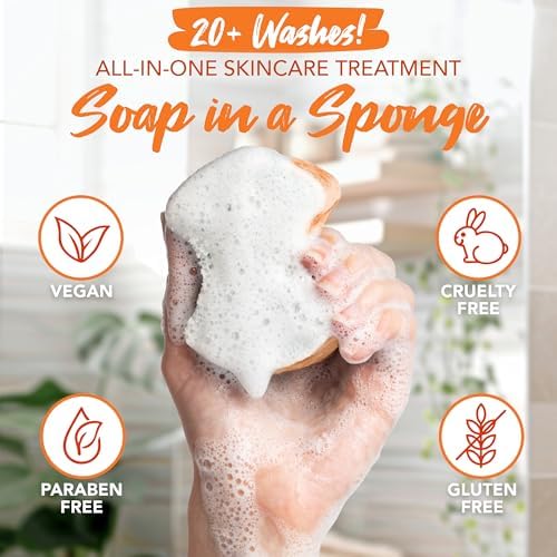 Spongables Pedi Scrub Foot Exfoliating 20+ Wash Sponge, Papaya, 1 Count - Image 3