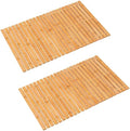 Bath Mat Bathroom Rugs Floor Wood Shower Bathtub Waterproof Non Slip Natural Accessories 16x24 Inch Easy to Clean, 2 pcs by Fovlaurs