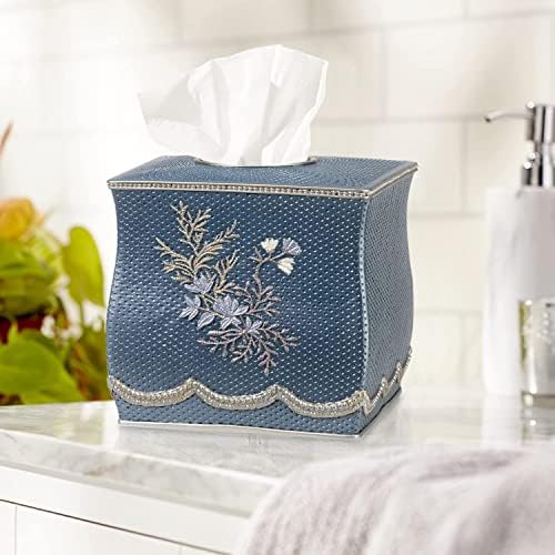 Zahari Home 2pc Capri Bathroom Decor Set Waste Basket for Bathroom & Tissue Cover Modern Classic Decor Stylish Unique Design Beautiful Royal Blue Bathroom Accessories Set - Image 3