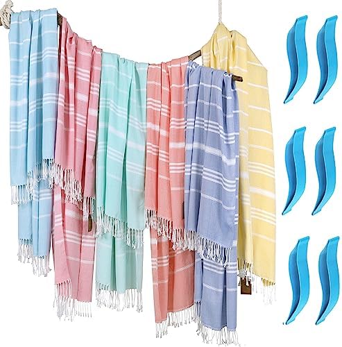 6 Packs Turkish Beach Towel Pool Swim Towels Set Bulk Soft Cotton Extra Large Sand Free Quick Dry Thin Lightweight Travel Essentials Cruise Accessories Camping Must Haves Clearance Sandless Oversized - Image 7