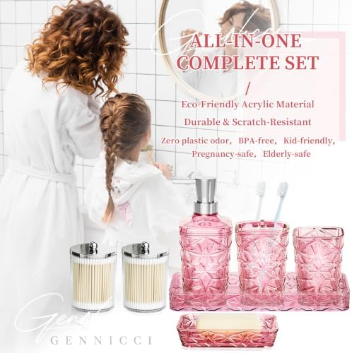 9-Piece Pink Bathroom Accessories Set Complete with 4 Gallon Trash Can - Image 7