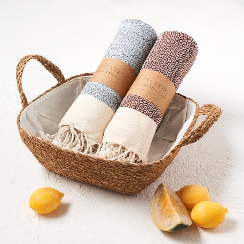 BAY LAUREL Turkish Hand Towel – Pack of 2 | Soft & Absorbent Decorative Towels for Bathroom, Hand, Face, Hair, Gym, Yoga, SPA, Kitchen & Tea | Boho Decor (Orange, Diamond 16x40 Inches (Set of 2) - Image 3