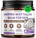RICHGRAND Beef Tallow for Skin - Whipped Tallow and Honey Balm - Grass Fed Beef Tallow for Face, Daily Moisturizer & Body Butter - Natural Non Comedogenic Skincare by RICHGRAND