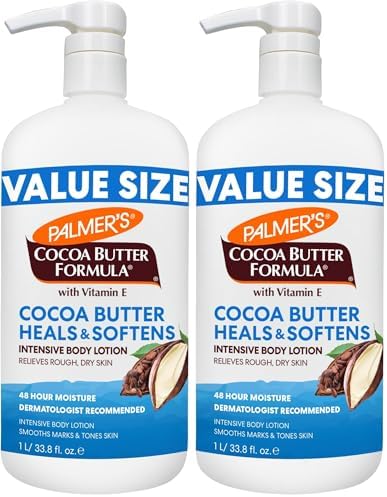 Palmer's Cocoa Butter Formula Daily Skin Therapy Body Lotion,33.8 Oz Pump Bottle,Intensive Moisturizer for Dry and Eczema-Prone Skin,Enriched with Vitamin E,Helps 48-Hour Deep Hydration (Pack of 2) by Palmers