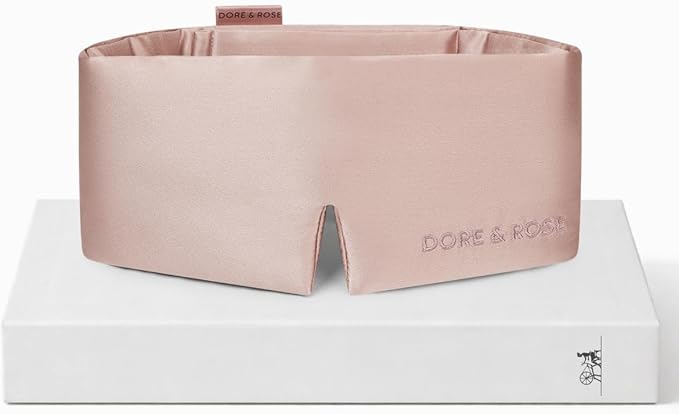 Dore & Rose Deep Sleep Mask for Women and Men - 23 Momme Mulberry Silk Eye Mask for Sleeping and Travel, 100% Blackout, Adjustable Strap, Cooling Soft Black Silk Eyemask Award-Winning Luxury