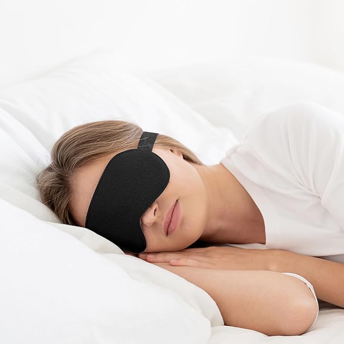 Silk Sleep Mask, Adjustable Soft Eye Cover for Comfortable Sleep & Naps, Pressure-Free, Machine Washable - Black