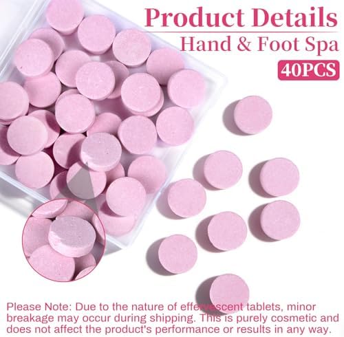 Manicure Spa Tablets 8oz -Pomegranate Soak Balls, Moisturizing Tablets, Cuticle Softener for Foot and Hand Soak Pedicure Spa Supplies Manicure Tools Nail Salon & Tavel Esenntial（40count） - Image 2