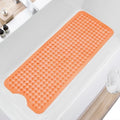 TEESHLY Bath Tub Shower Mat, Non Slip Bathtub Floor Liner Mats with Suction Cups and Drain Holes, Machine Washable Bathmat for Bathroom Floor Safety, 40 x 16 Inch, Clear Orange by TEESHLY