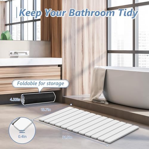 AWW Foldable Stone Bath Mat, Diatomaceous, 31.5"x15.7", White - Image 7