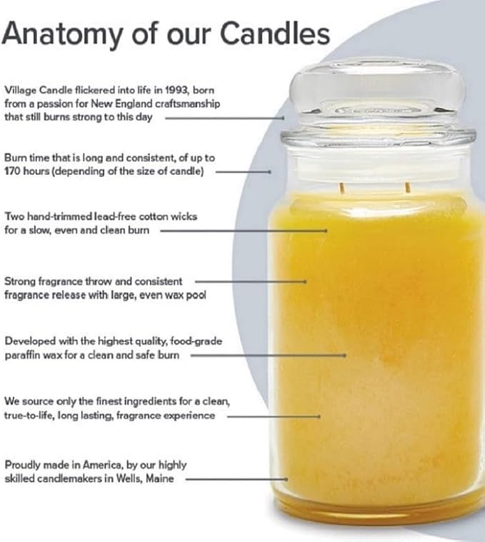 Village Candle Mulled Cider Large Glass Apothecary Jar Scented Candle, 21.25 oz., Red